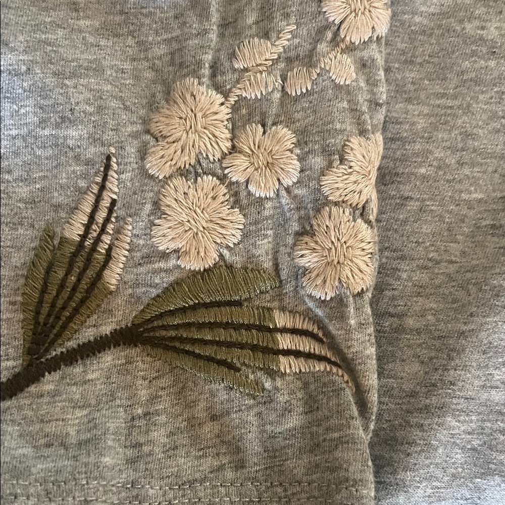 Johnny Was Gray Floral Embroidered Long Sleeve Top - Picture 5 of 9